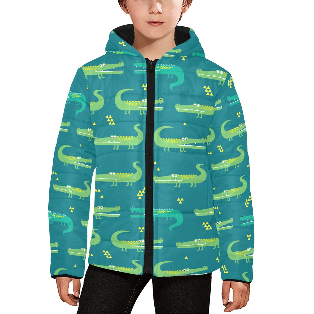 Crocodile pattern Kids' Boys' Girls' Padded Hooded Jacket