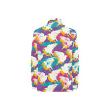 Colorful crow illustration pattern Women's Long Sleeve Polo Shirt