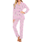 Lavender pattern pink background Women's Long Pajama Set