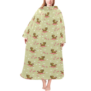 Yorkshire Terrier Pattern Print Design 01 Blanket Robe with Sleeves