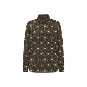 Casino Cards Suits Pattern Print Design 01 Women's Long Sleeve Polo Shirt