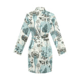 Dragonfly Butterfly Plants insect flower vintage s Women's Long Sleeve Belted Night Robe