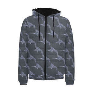 Swordfish Pattern Print Design 03 Men's Padded Hooded Jacket