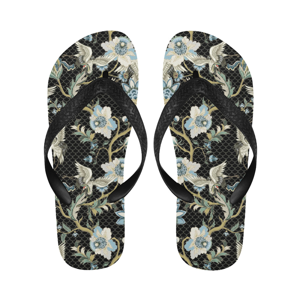 Japanese crane ornament elements Unisex Flip Flops