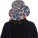 Blue red dragon cloud pattern Unisex Bucket Hat