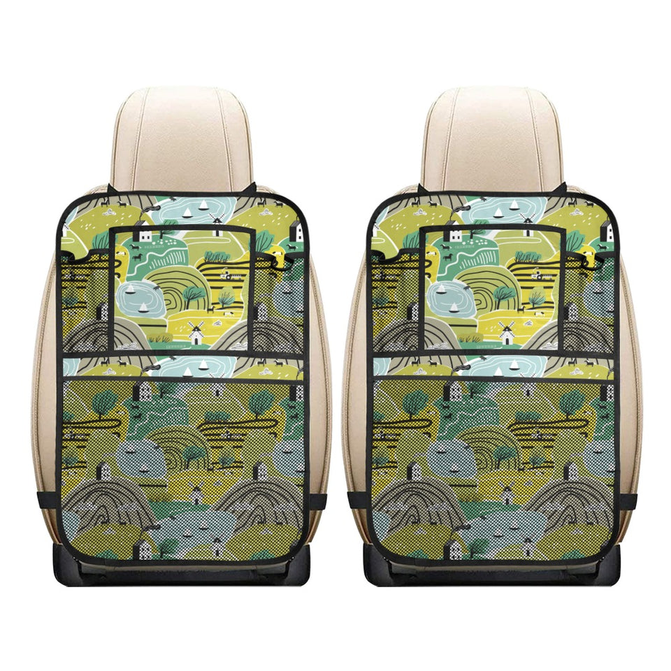 Hand drawn windmill pattern Car Seat Back Organizer