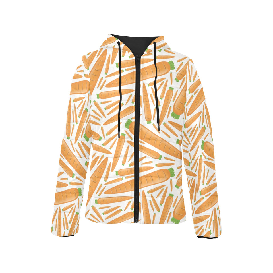 Carrot Pattern Print Design 02 Women's Padded Hooded Jacket