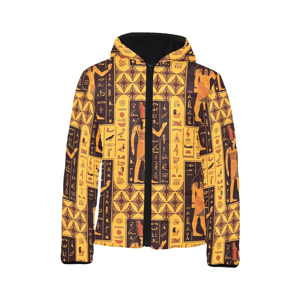 Egypt Hieroglyphics Pattern Print Design 05 Kids' Boys' Girls' Padded Hooded Jacket