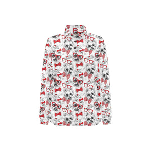 Yorkshire Terrier Pattern Print Design 04 Women's Long Sleeve Polo Shirt