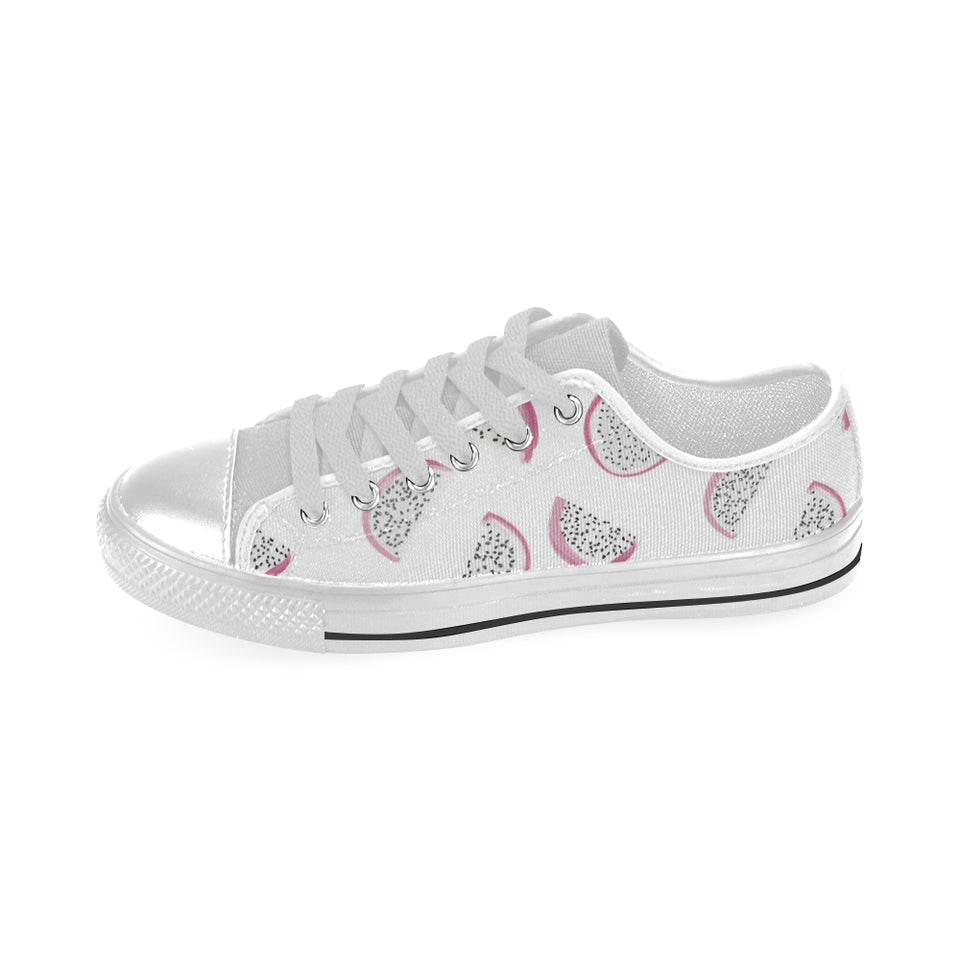 dragon fruit pattern Men's Low Top Shoes White