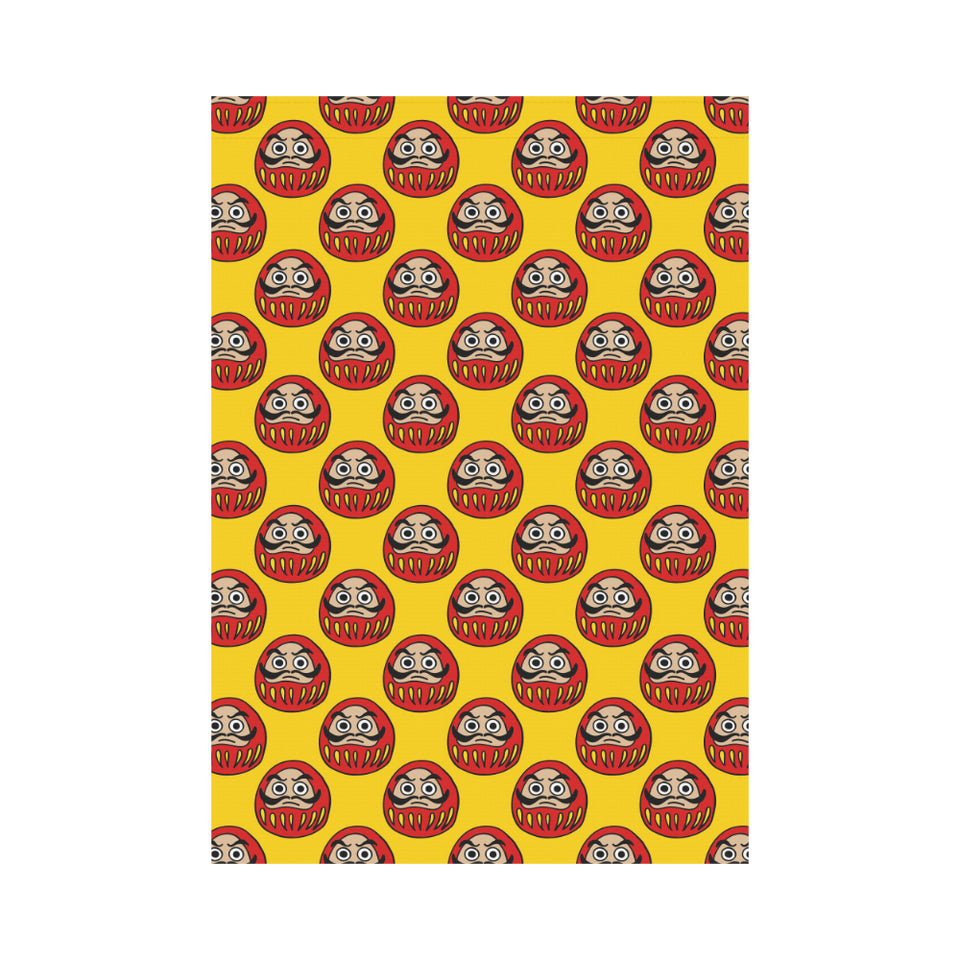 Daruma japanese wooden doll yellow background House Flag Garden Flag