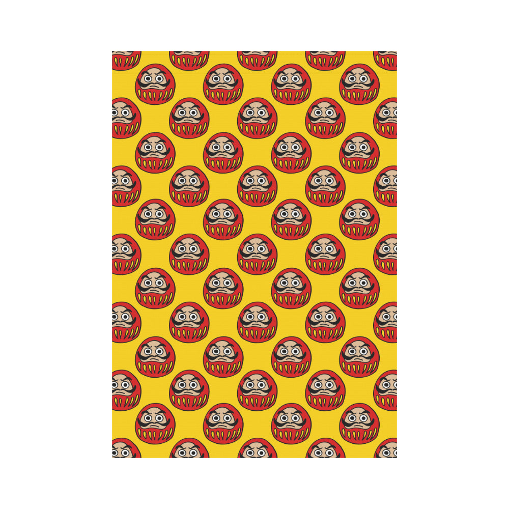 Daruma japanese wooden doll yellow background House Flag Garden Flag