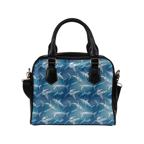 Shark hand drawn Shoulder Handbag
