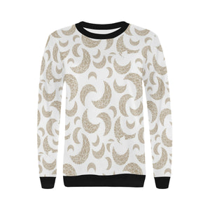 Cool gold moon abstract pattern Women's Crew Neck Sweatshirt