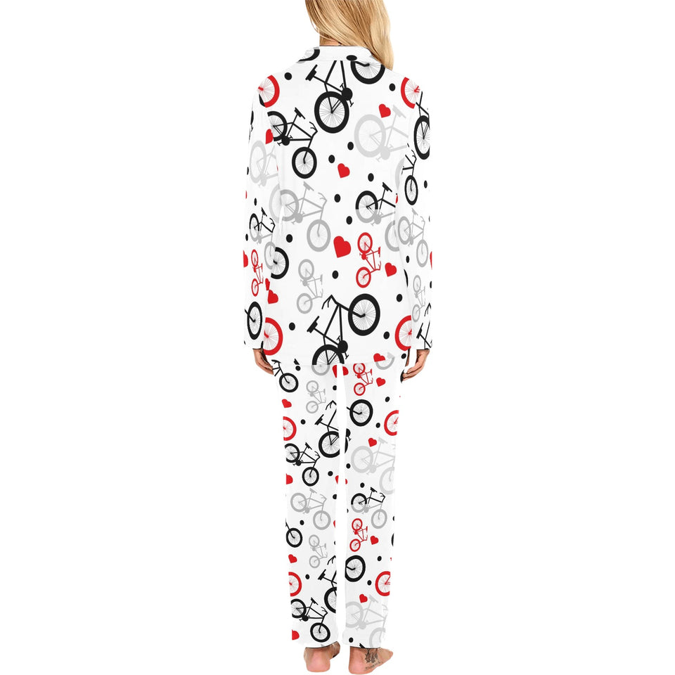 Bicycle Pattern Print Design 04 Women's Long Pajama Set