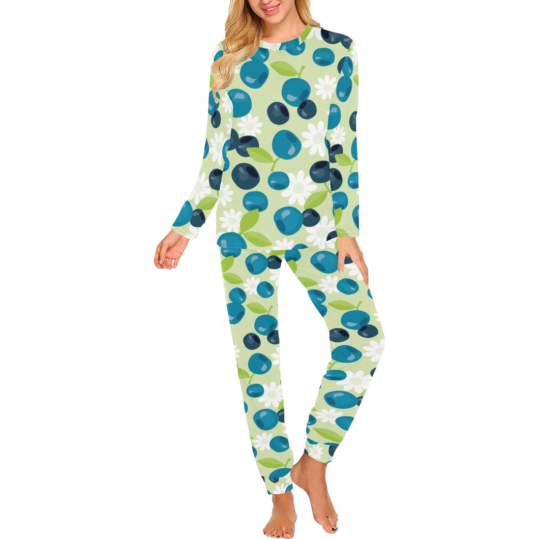 blueberry flower pattern Women's All Over Print Pajama Set