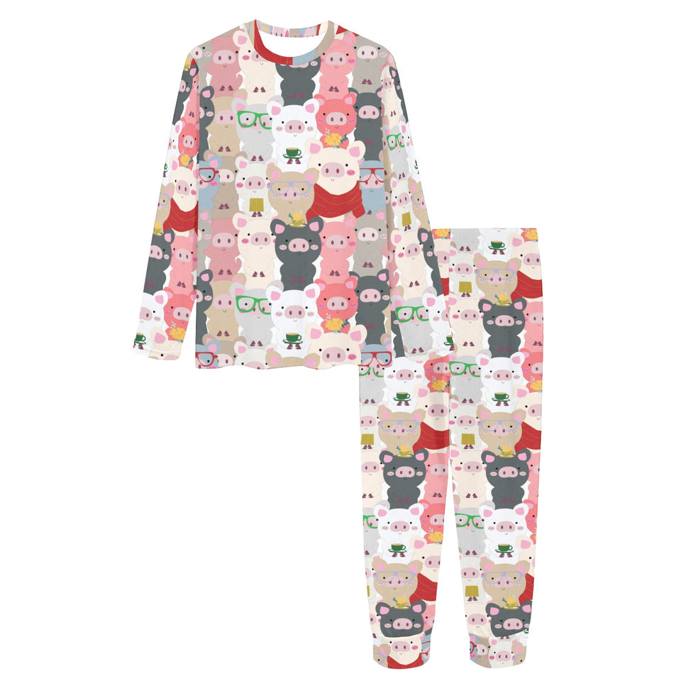 Pig Pattern Print Design 02 Women's All Over Print Pajama Set