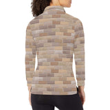 Brick Printed Pattern Print Design 01 Women's Long Sleeve Polo Shirt