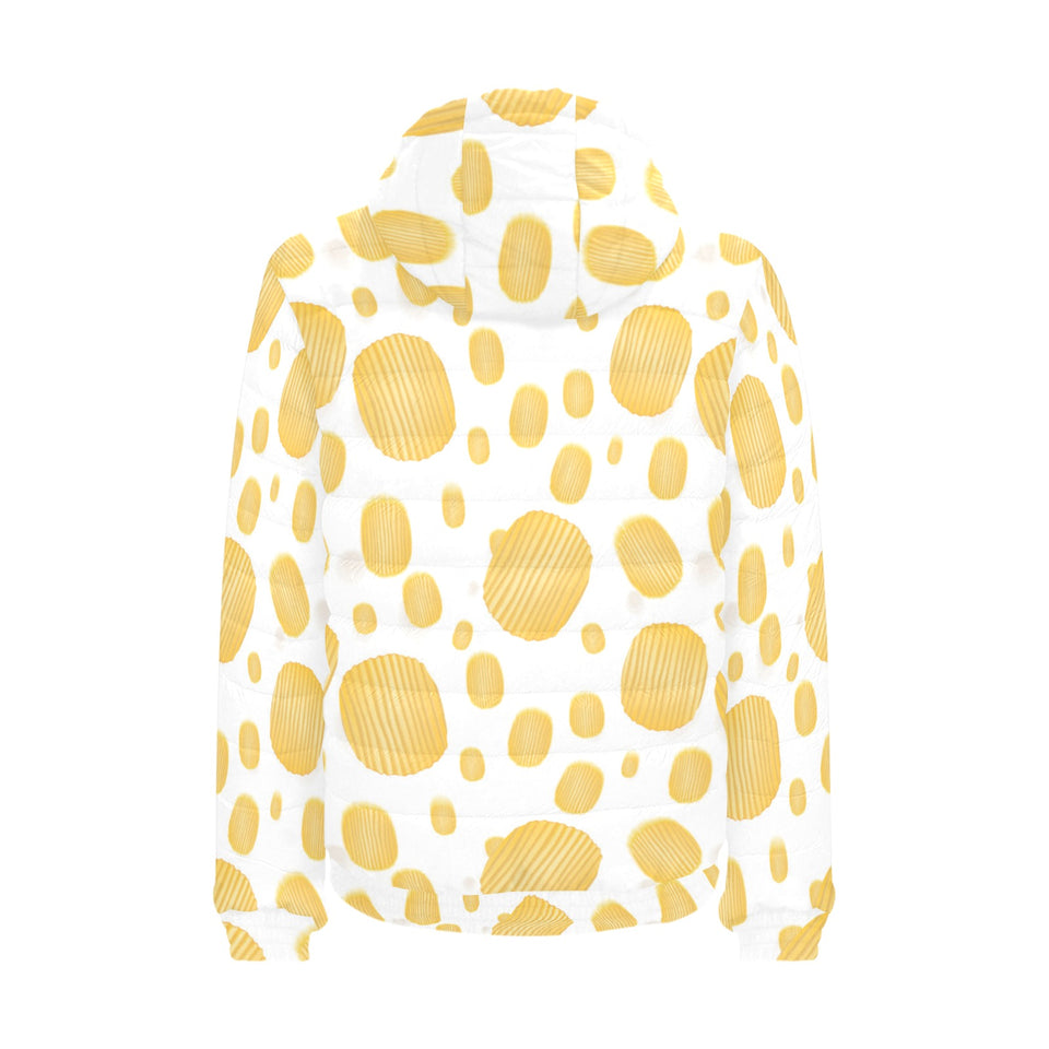 Potato Chips Pattern Print Design 03 Men's Padded Hooded Jacket