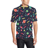 colorful space pattern planet star Men's All Over Print Polo Shirt