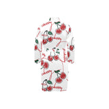 Hand drawn cherry pattern Men's Long Sleeve Belted Night Robe