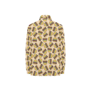 Hamburger Pattern Print Design 01 Women's Long Sleeve Polo Shirt