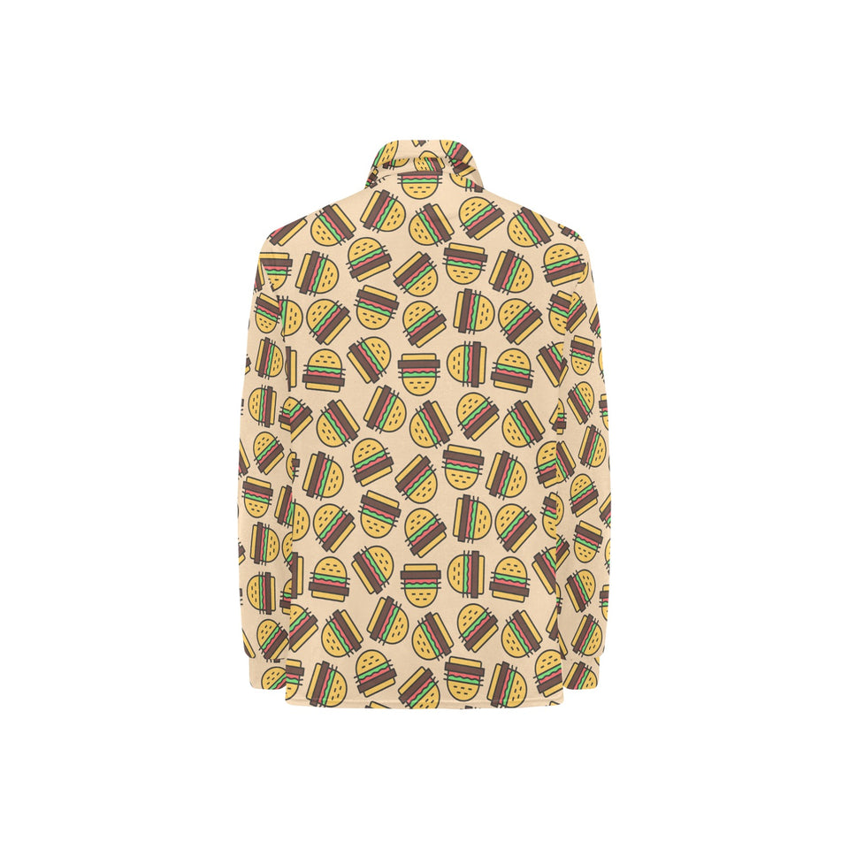 Hamburger Pattern Print Design 01 Women's Long Sleeve Polo Shirt