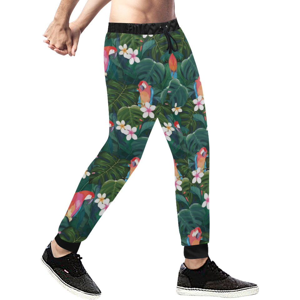 Parrot Palm tree leaves flower hibiscus pattern Unisex Casual Sweatpants