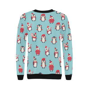 Cute penguin christmas  design pattern Women's Crew Neck Sweatshirt