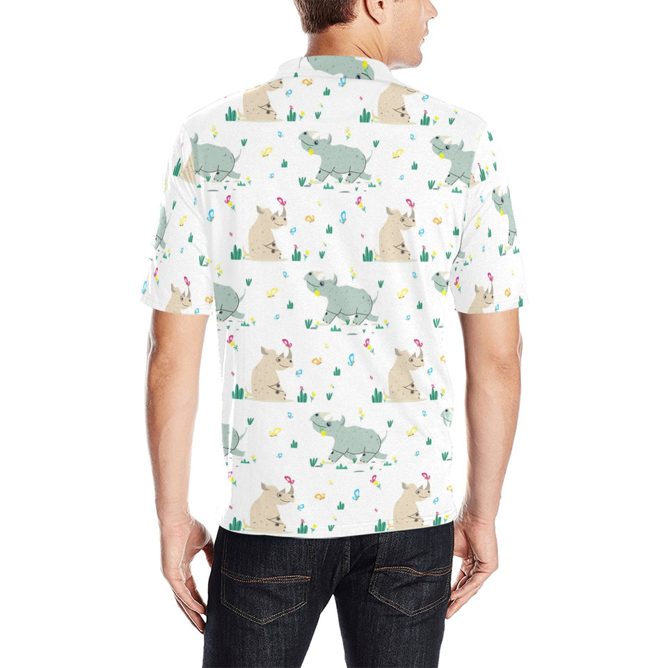 Cute Rhino pattern Men's All Over Print Polo Shirt