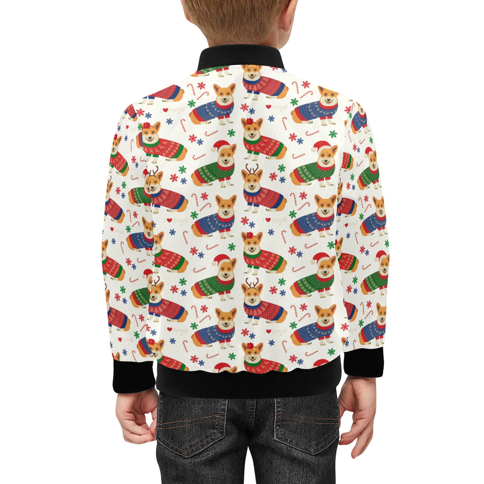 Corgi Christmas Pattern Kids' Boys' Girls' Bomber Jacket