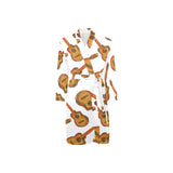 Paint Guitar Pattern Men's Long Sleeve Belted Night Robe