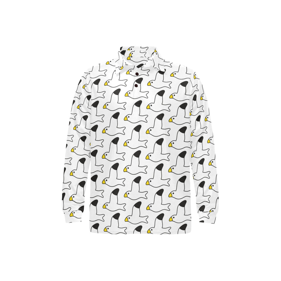 Seagull Pattern Print Design 05 Men's Long Sleeve Polo Shirt