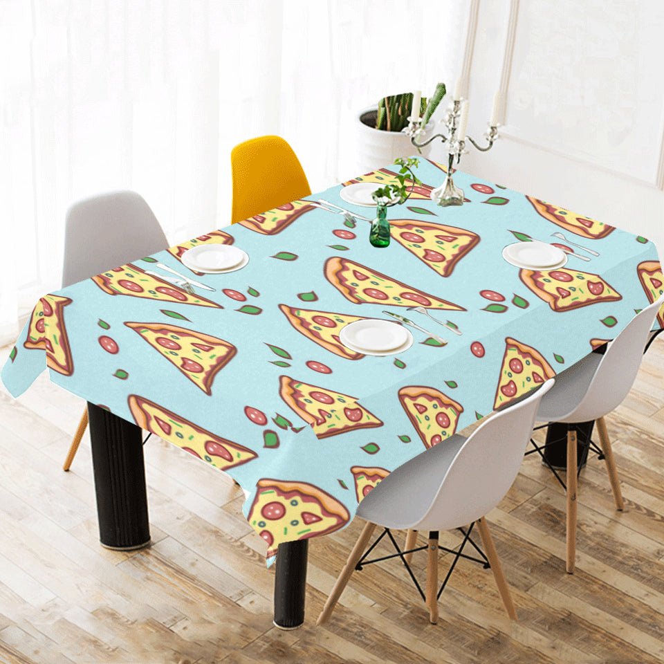 Hand drawn pizza blue background Tablecloth