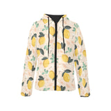 lemon flower leave pattern Women's Padded Hooded Jacket