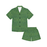 Crocodile Skin Printed Kids' Boys' Girls' V-Neck Short Pajama Set