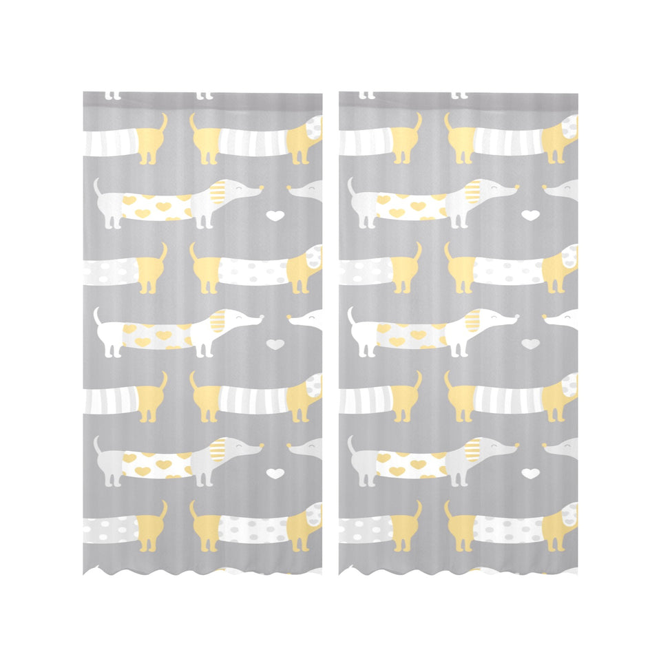 Cute dachshund dog pattern Gauze Curtain
