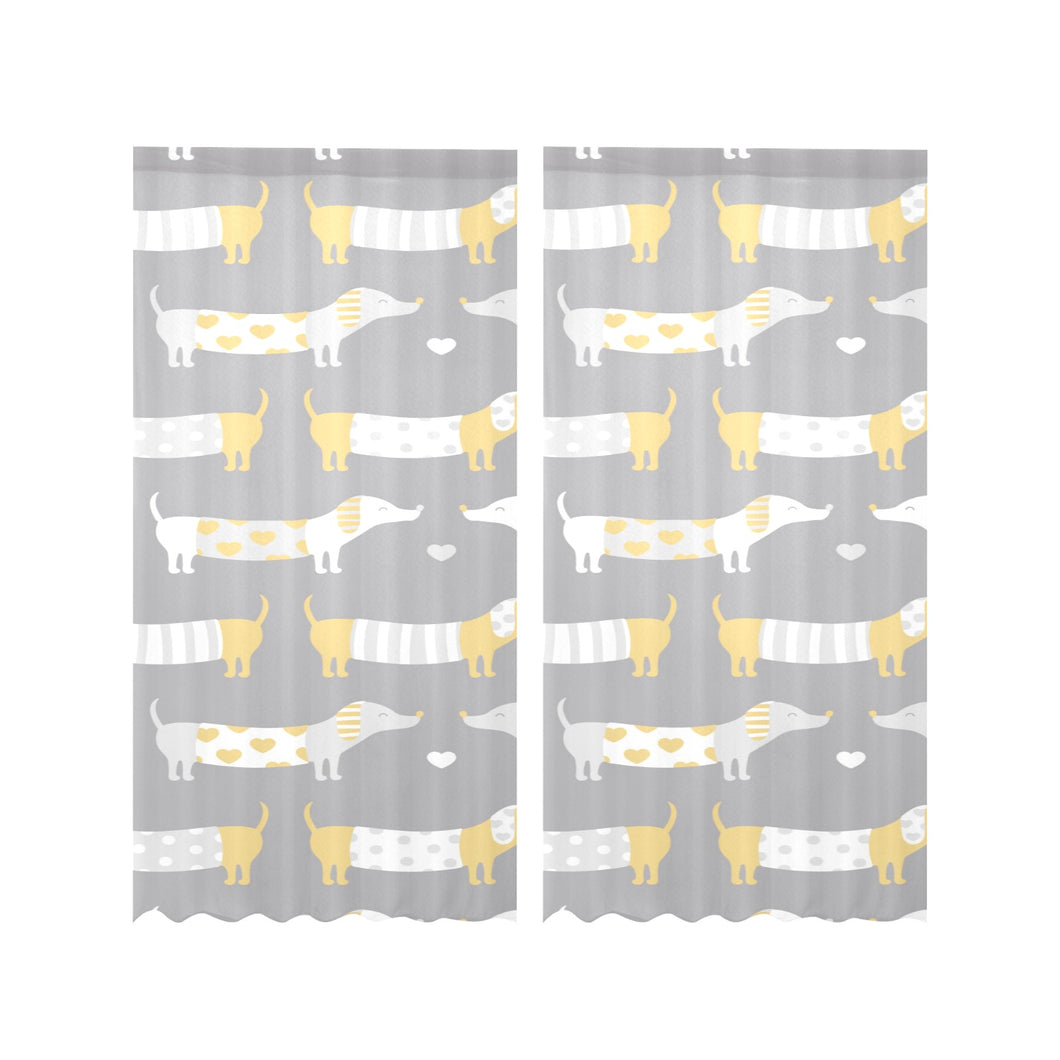 Cute dachshund dog pattern Gauze Curtain