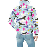 Stingray Pattern Print Design 01 Men's Padded Hooded Jacket