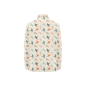 Swallow Pattern Print Design 02 Women's Long Sleeve Polo Shirt