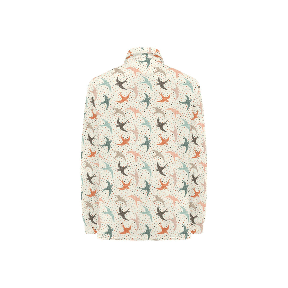 Swallow Pattern Print Design 02 Women's Long Sleeve Polo Shirt
