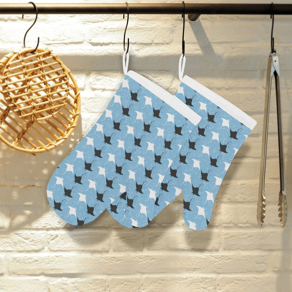 Stingray Pattern Print Design 03 Heat Resistant Oven Mitts