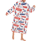 British Pattern Print Design 03 Blanket Robe with Sleeves