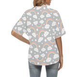 Cute rainbow clound star pattern Women's All Over Print Hawaiian Shirt