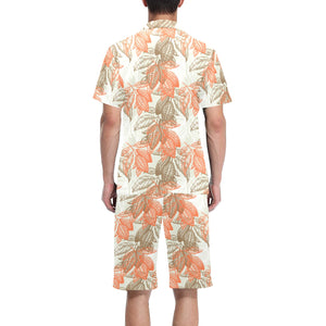 Cocoa beans Cocoa tree pattern Men's V-Neck Short Pajama Set