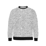 Cartoon hand drawn ice cream black white Men's Crew Neck Sweatshirt