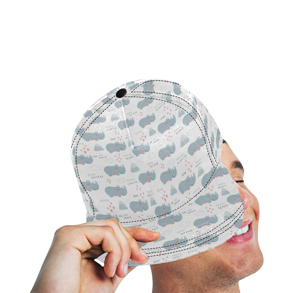 cute rhino heart pattern All Over Print Snapback Cap