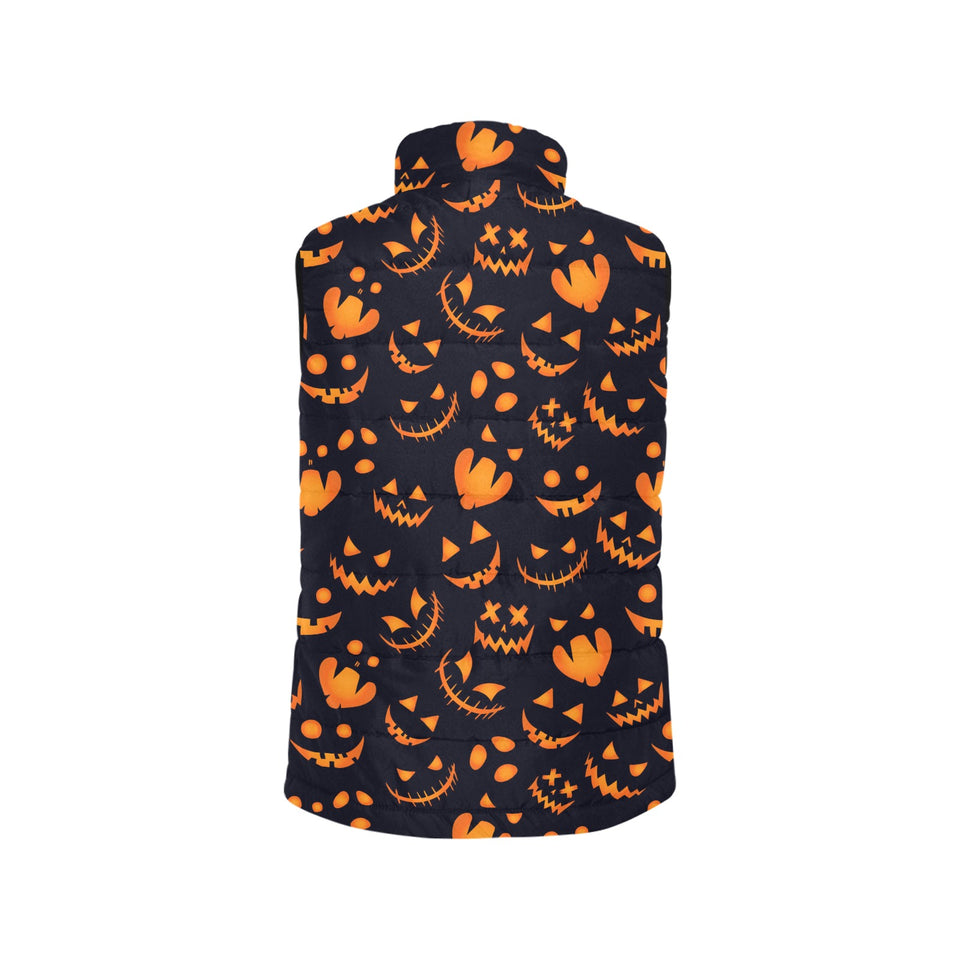 Halloween pattern Pumpkin background Women's Padded Vest