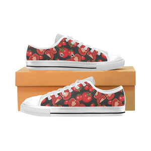 Tomato black background Men's Low Top Shoes White