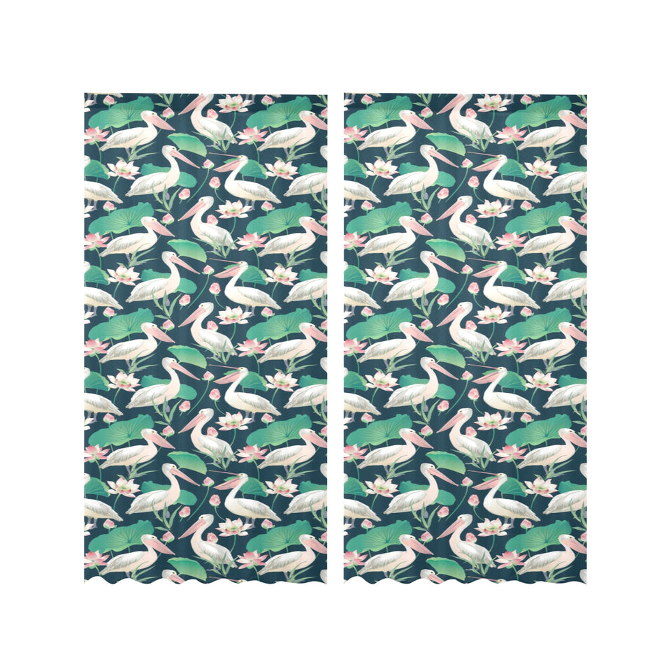 Pelican Pattern Print Design 03 Gauze Curtain